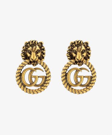 Gucci Lion head earrings with Double G