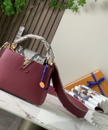 New Style Louis Vuitton Capucines cm Dark Red Taurillon Leather With Python