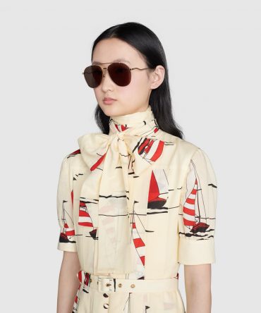Gucci Replica Women Aviator frame sunglasses