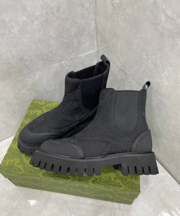 Gucci Mens GG Ankle Boot Black Canvas ()
